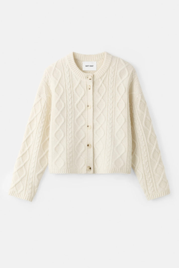 Cable Knit Cardigan Feather White