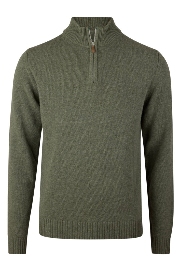 Pullover Knitted Half Zip Carded Merino Wool Green
