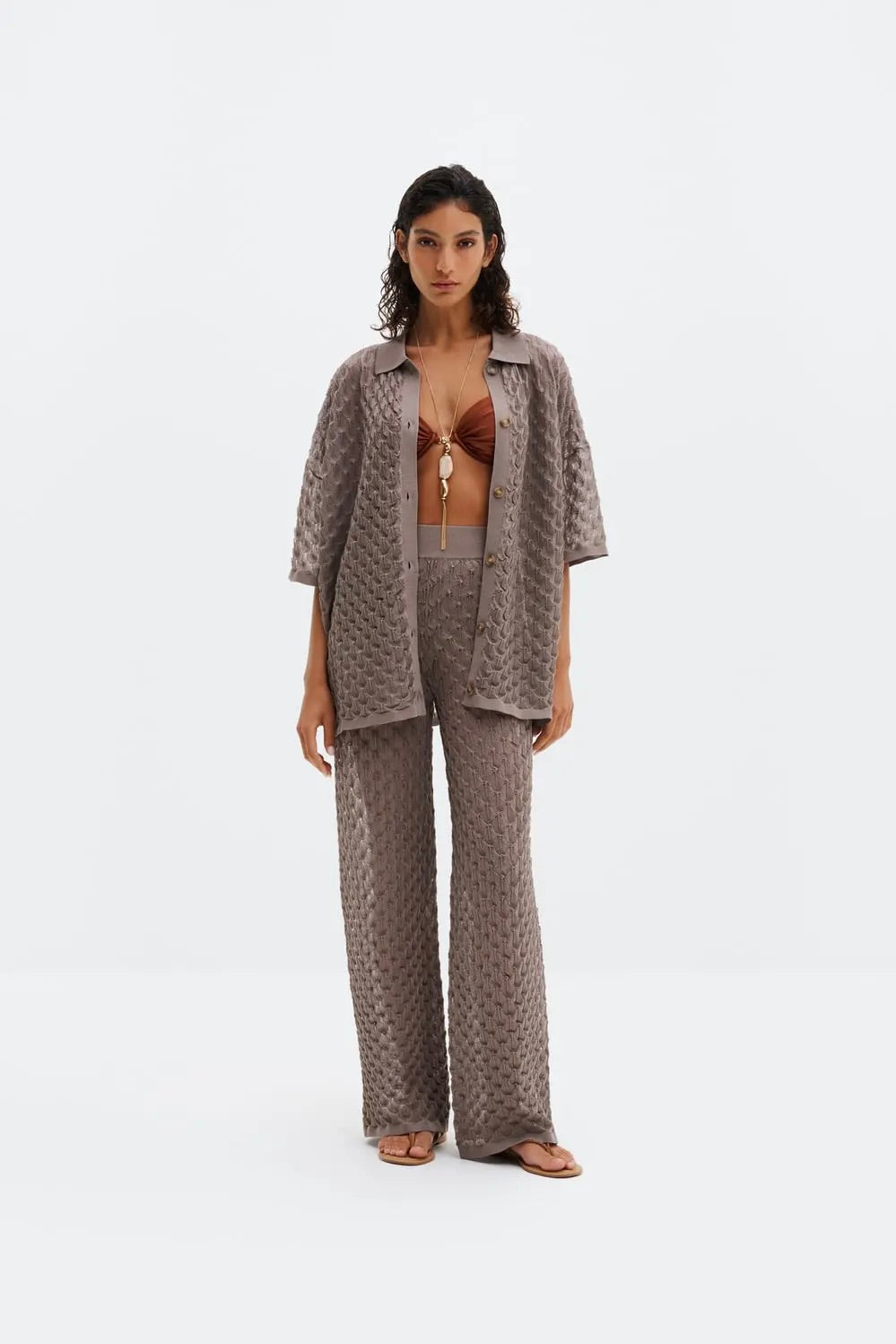 MALINA Moa Knitted Shirt Taupe - Dale