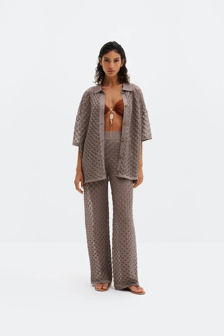 MALINA Moa Knitted Shirt Taupe - Dale