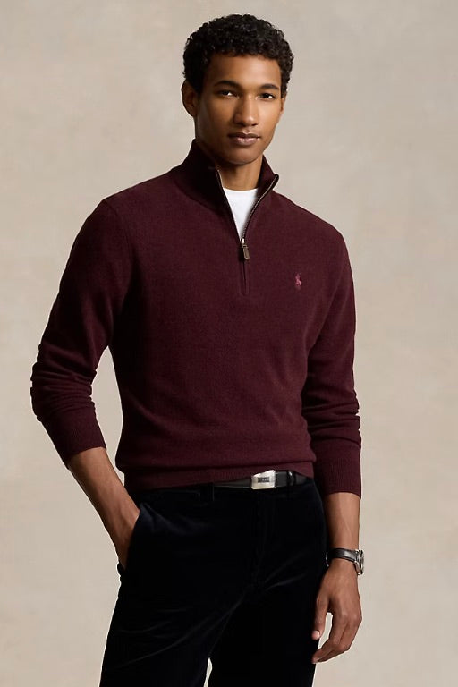Wool Quarter-Zip Jumper Aged Wine