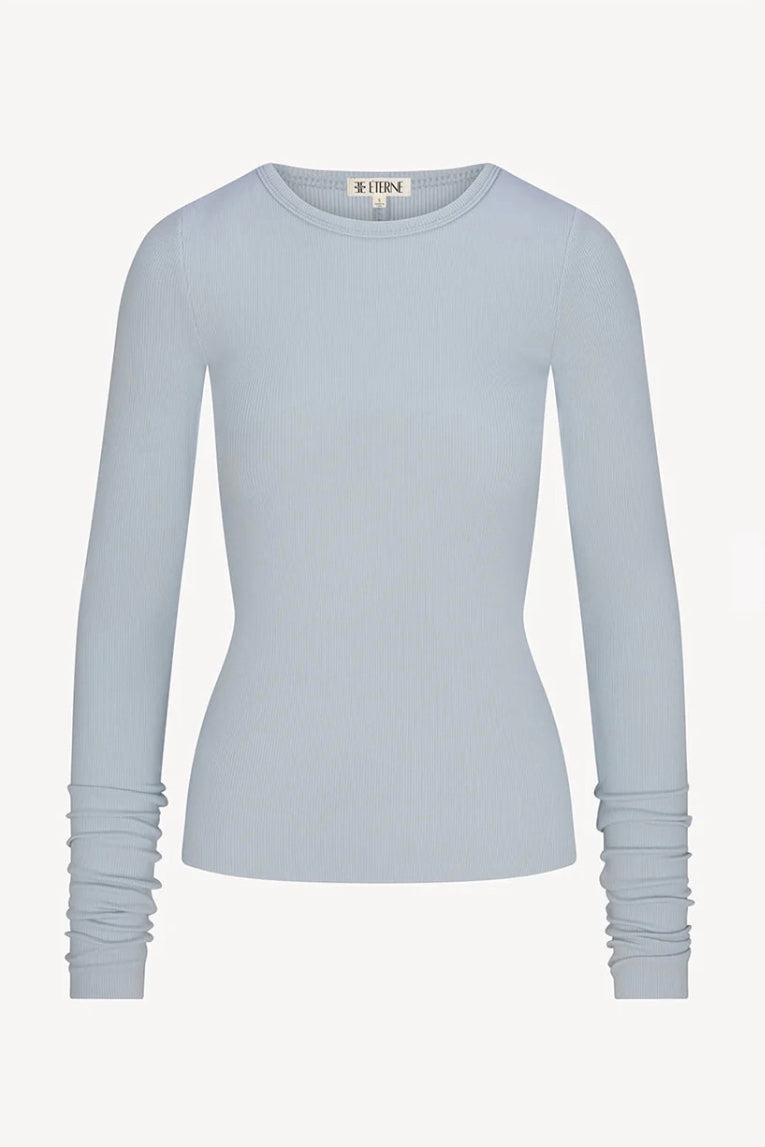 Long Sleeve Fitted Top Dusty Blue