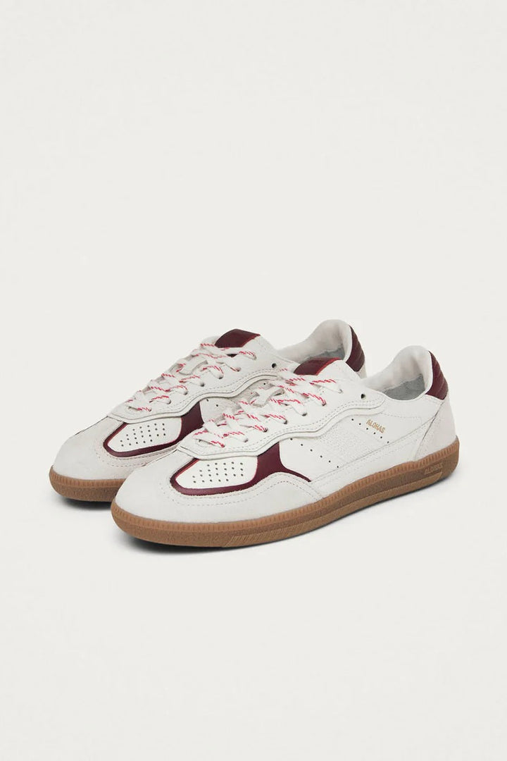 Tb.490 Rife Grain White Burgundy Leather Sneakers