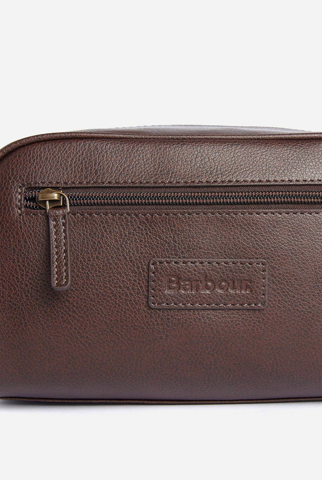 Barbour Leather Washbag Dark Brown