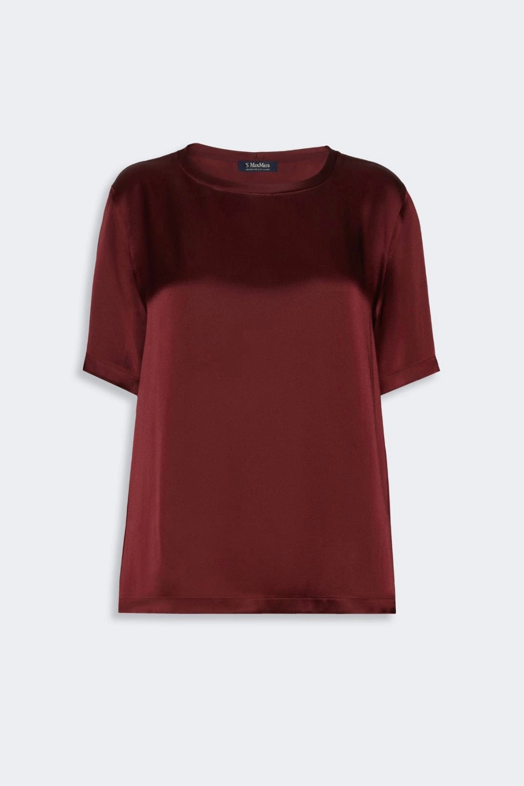 Satin Crew-Neck Blouse Bordeaux