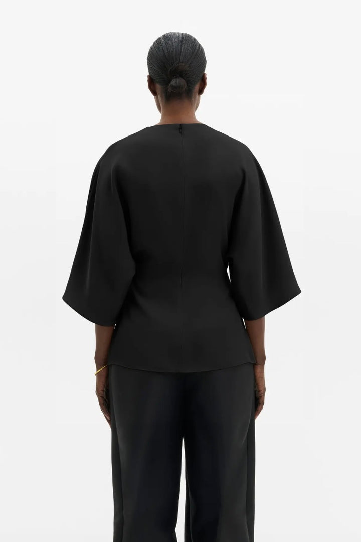 Zilla Brooch Detailed Blouse Black