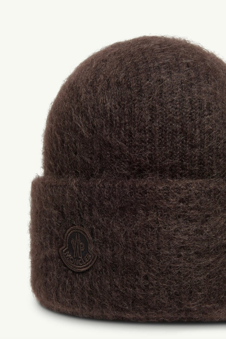 Mohair & Wool Blend Beanie Dark Brown