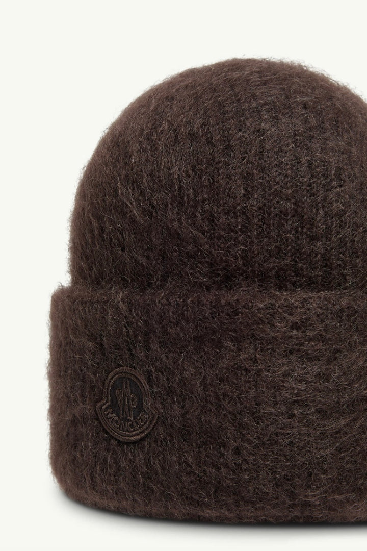Mohair & Wool Blend Beanie Dark Brown