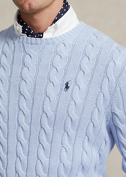 Cable-Knit Cotton Jumper Blue Hyasinth