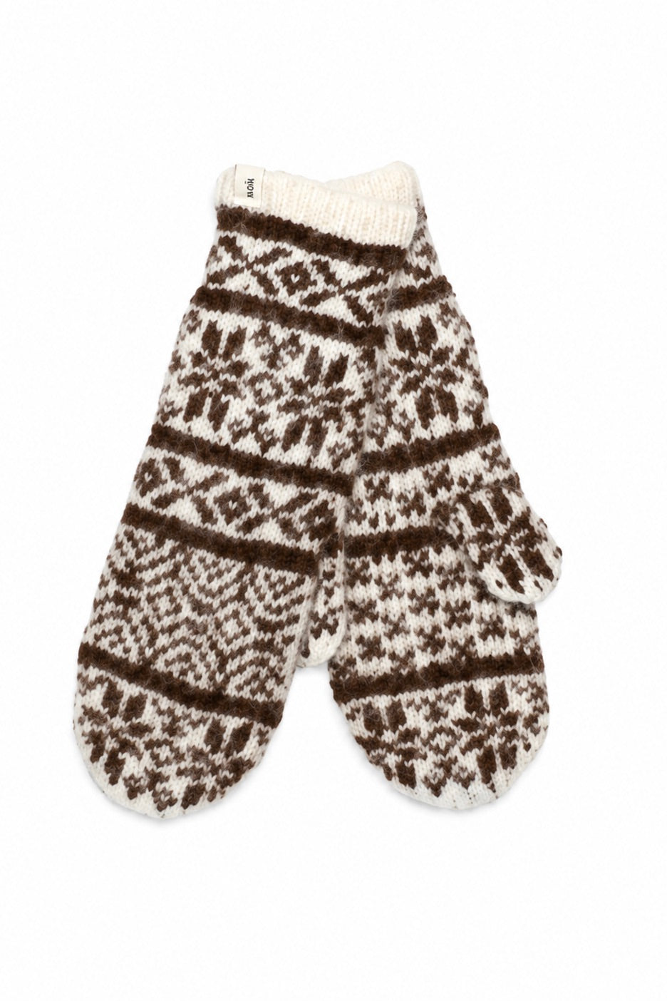 O. A. Devold Mittens Offwhite/Brown