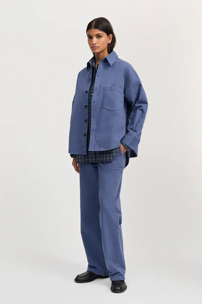 Casy Shirt Cotton Washed French Blue