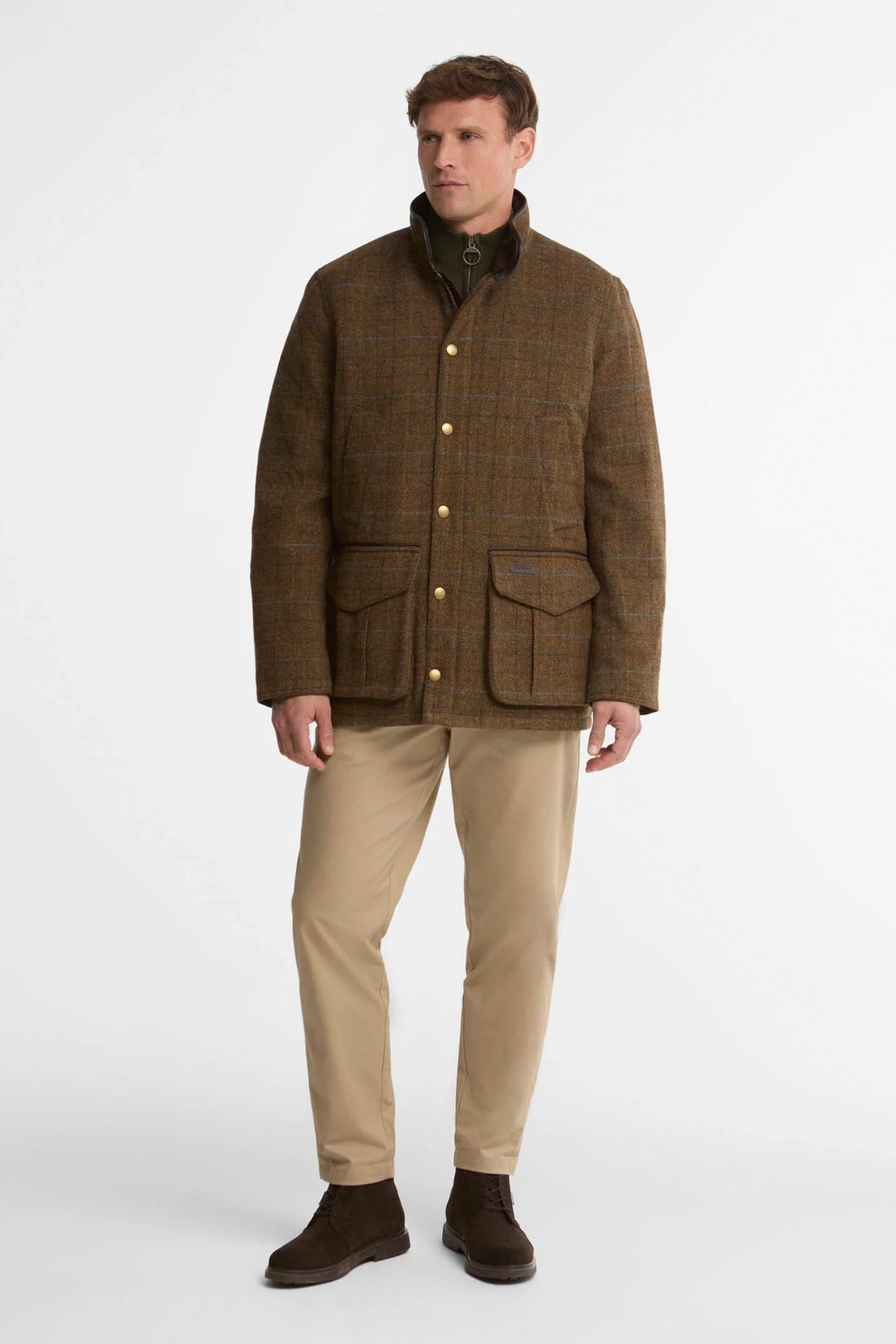 Barbour Hereford Wool Jacket Moss Green Tartan
