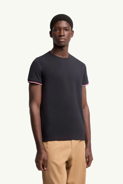 MONCLER Tricolour-Trimmed Cotton T-Shirt Night Blue - Dale