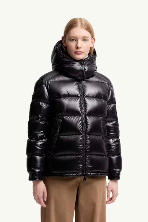 Maire Hooded Short Down Jacket Black