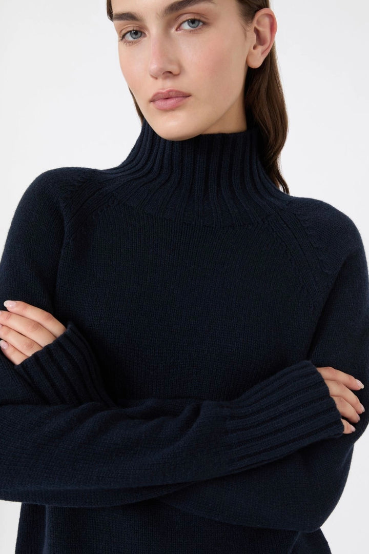 Wool and Cashmere Polo-neck Sweater Ultramarine