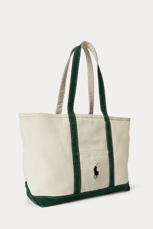 POLO RALPH LAUREN Big Pony Canvas Tote Cream/Green - Dale