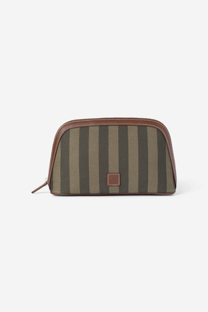 Canvas Cosmetic Pouch Large Green Stripe