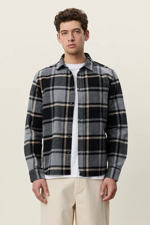 Check Flannel Shirt Grey Melange