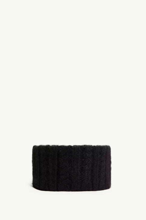 Cable Knit Alpaca Blend Headband Black