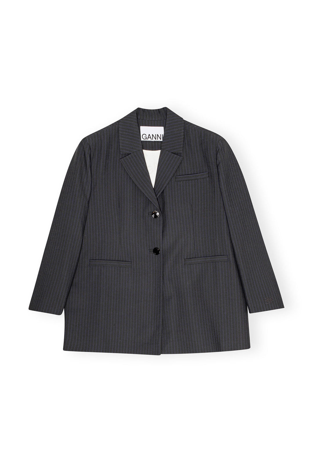 Charcoal Stripe Suiting Oversized Blazer