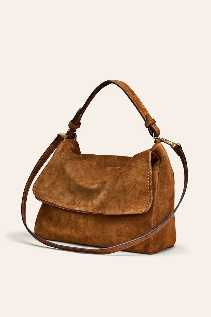 Mabi Camel Suede Shoulder Bag