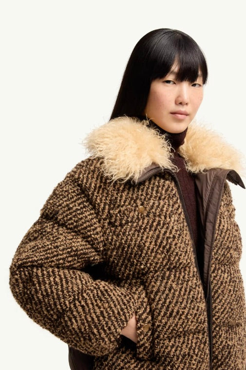 Dynamique Bouclé Short Down Jacket Brown
