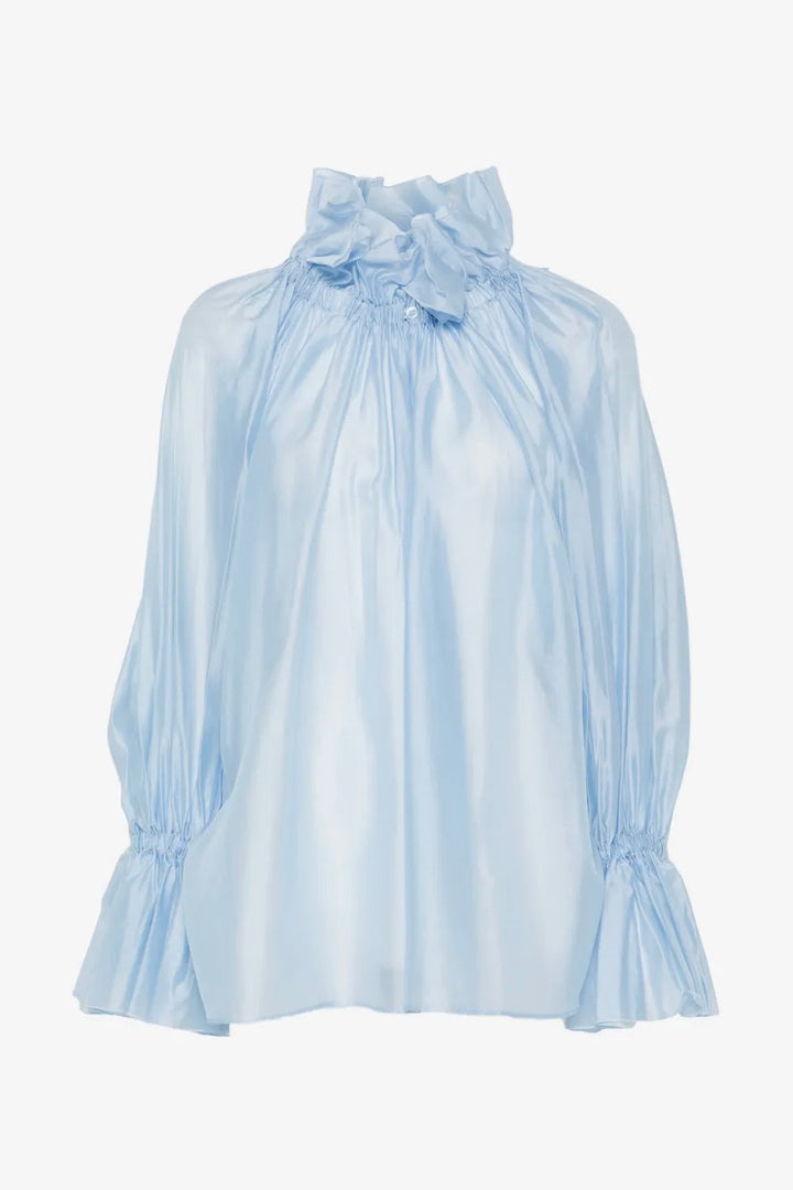 Estelle Ruffled Neck Blouse Light Blue