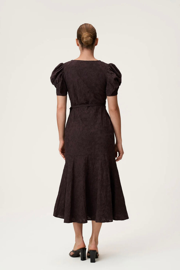 Ferrone Midi Dress Brown Embroidery