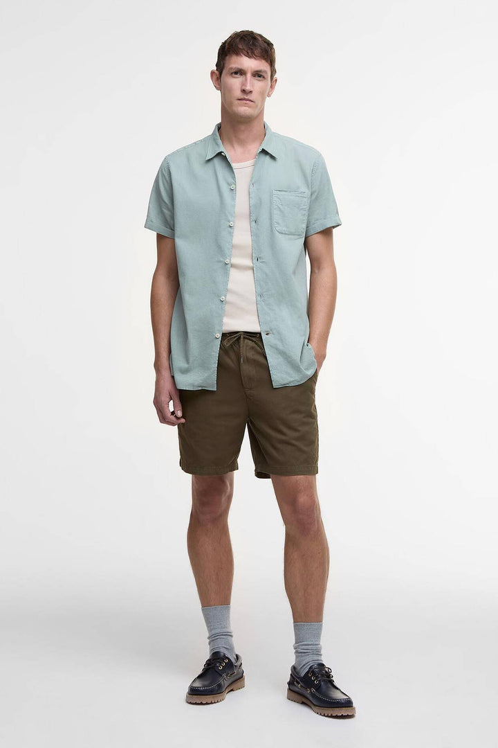 Washed Oxford Relaxed Shorts Uniform Green
