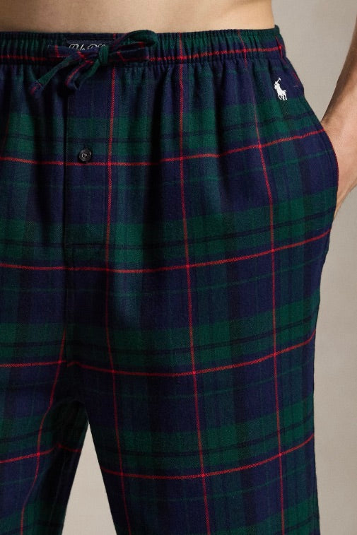 Cotton Jersey & Plaid Flannel Sleep Set Navy/Green Multi