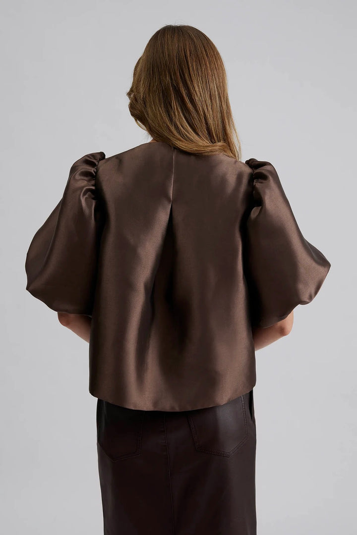 Cleo Pouf Sleeve Blouse Chocolate