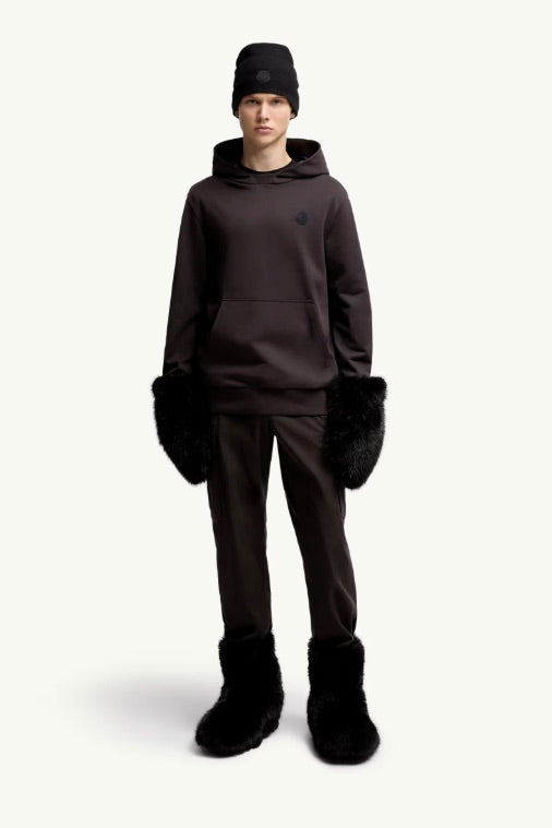 MONCLER Tonal Back Logo Cotton Hoodie Brown - Dale