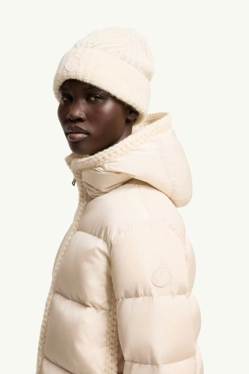 Evocateur Hooded Short Down Jacket Light Beige