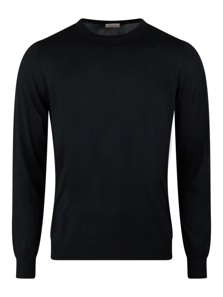 Silk Cashmere Knitted Crew Black