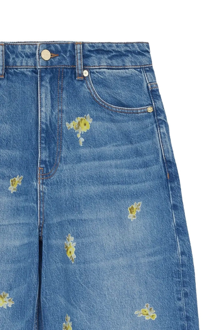Printed Flower Denim Stary Jeans