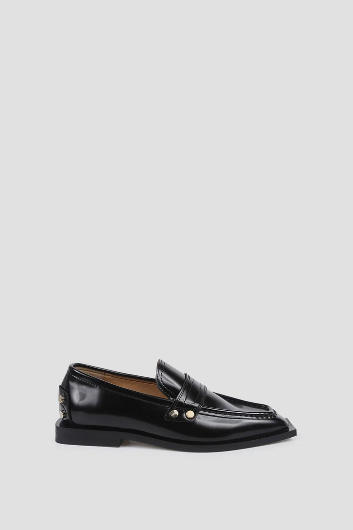 Studs Square Toe Loafer Box Oleatex Black