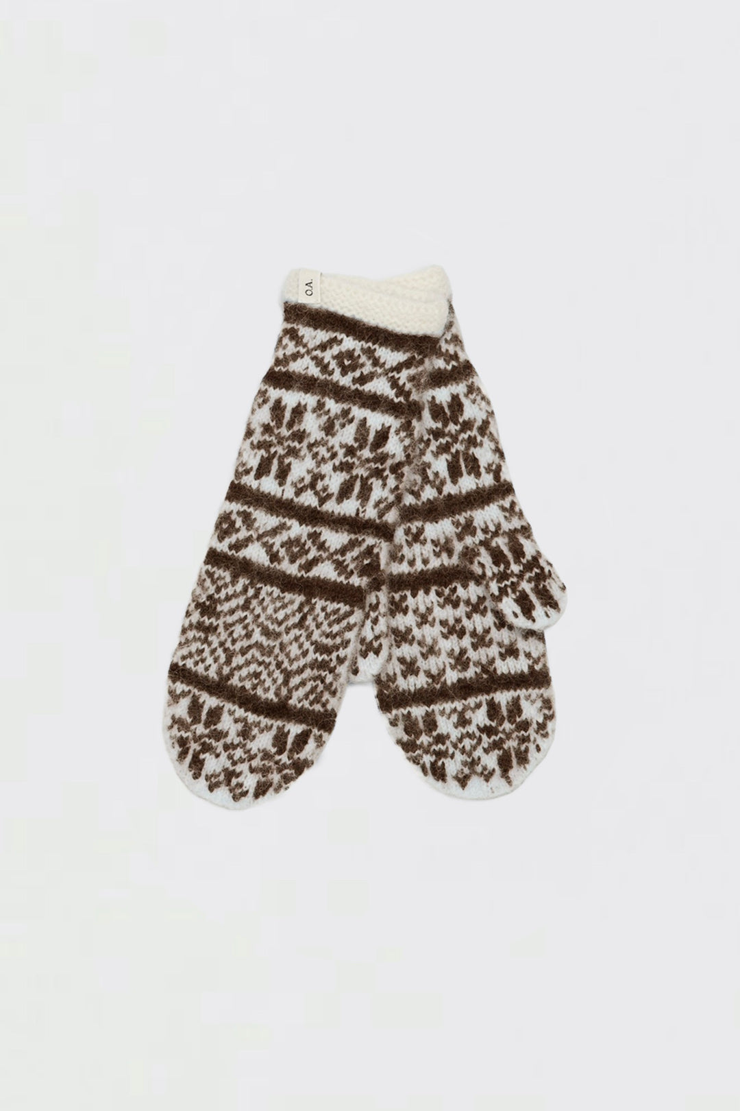 O. A. Devold Mittens Offwhite/Brown