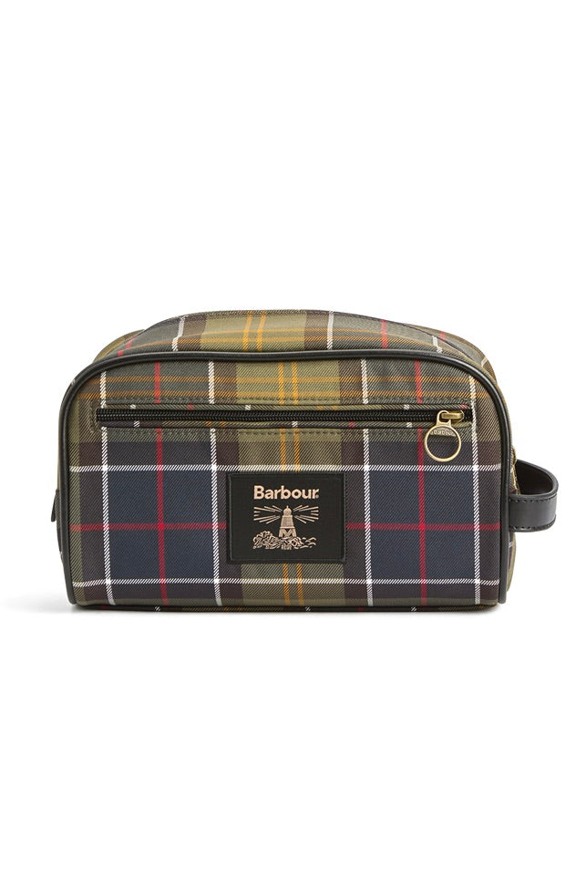Barbour Tartan Washbag Olive