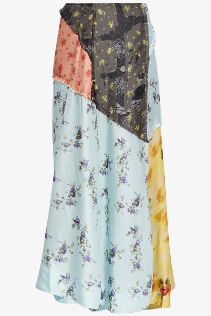 Multi Printed Silk Twill Fluid Skirt