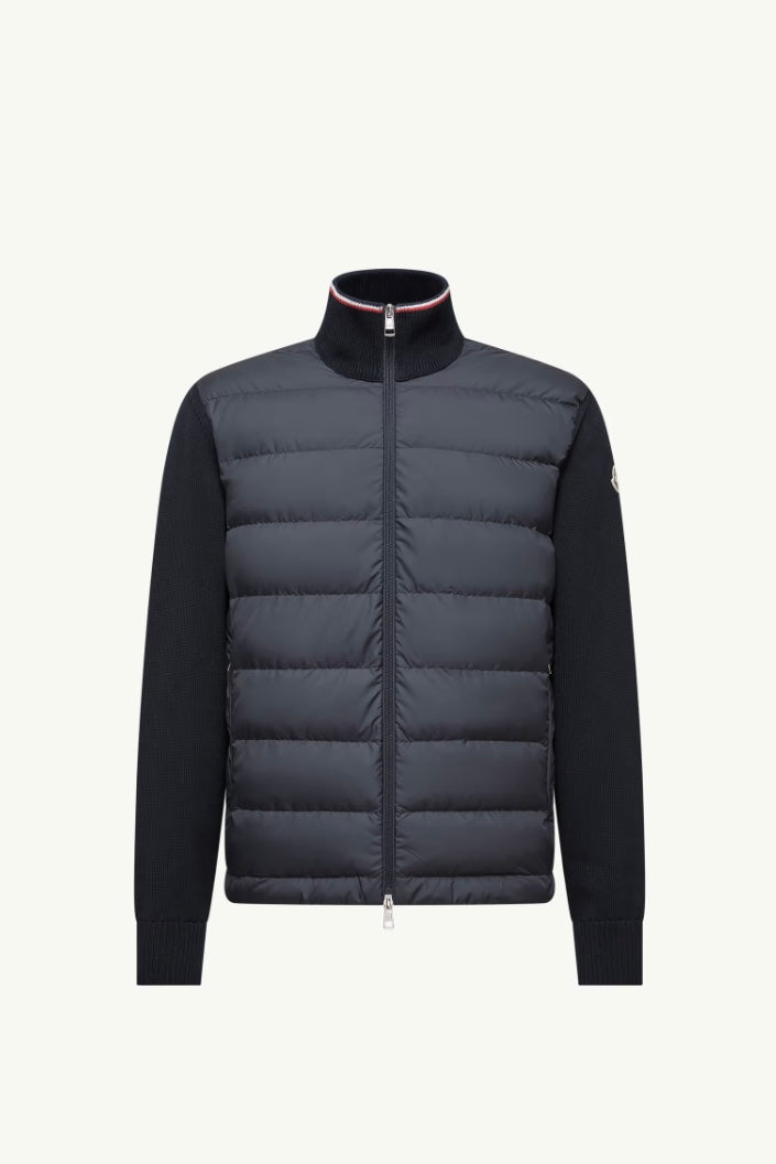 Padded Zip-Up Cotton Cardigan