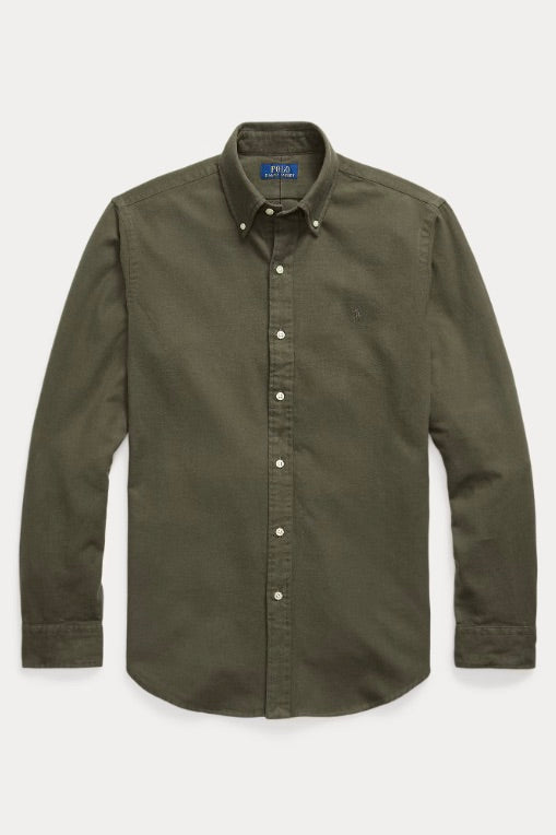 Custom Fit Brushed Flannel Shirt Ranger Green