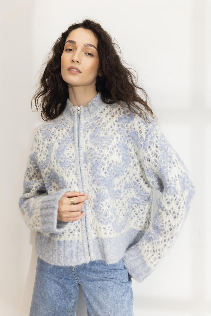 Briana Zip Knit Light Blue