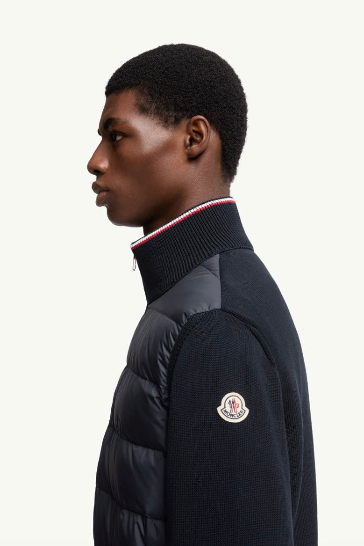 Padded Zip-Up Cotton Cardigan