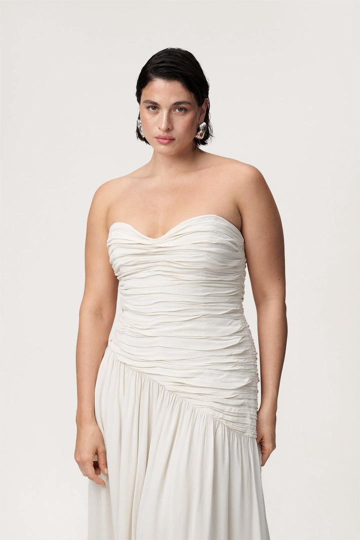 Lima Bandeau Dress Creme White