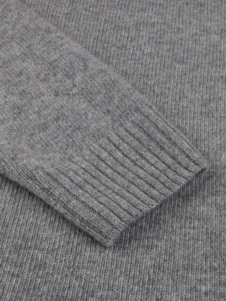 Pullover Knitted Crew Neck Carded Merino Wool Grey