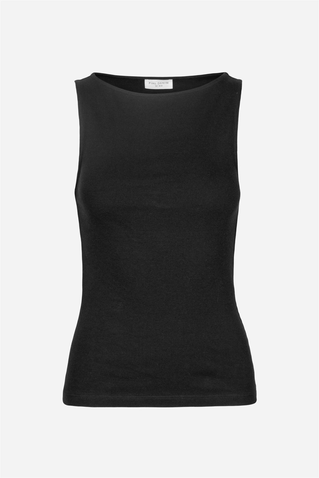 Peggy Rib Boatneck Top Black