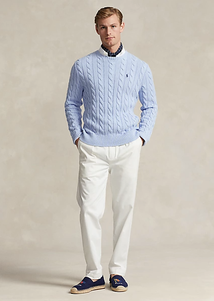 Cable-Knit Cotton Jumper Blue Hyasinth