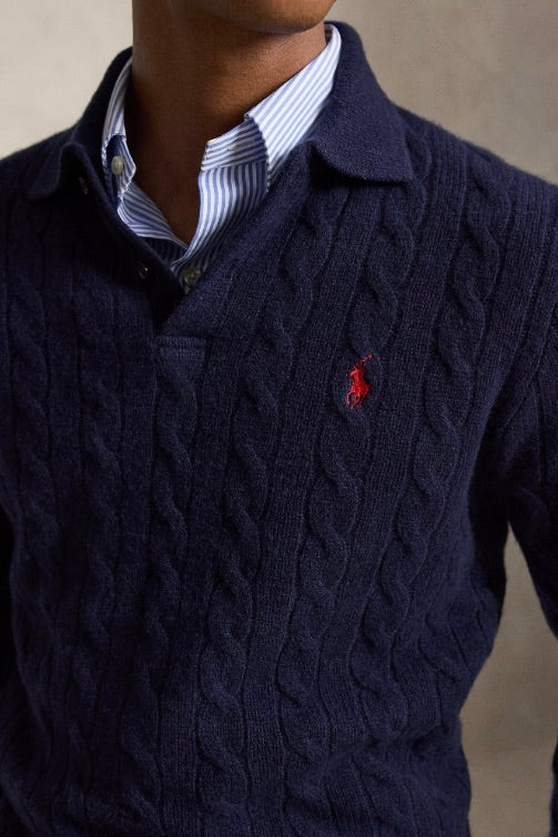 POLO RALPH LAUREN Cable-Knit Wool-Cashmere Jumper Hunter Navy - Dale