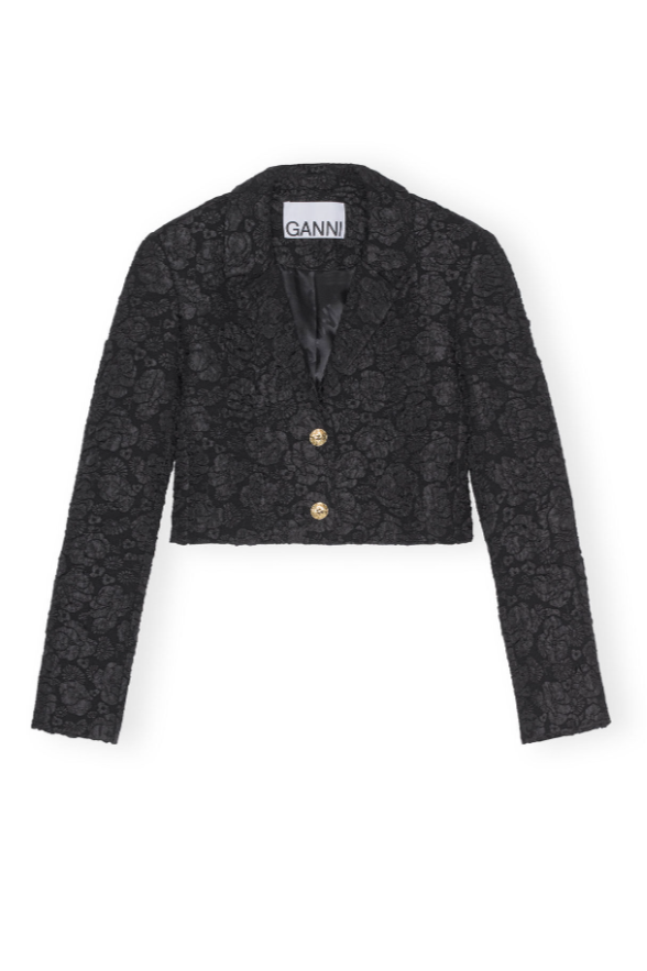 Stretch Jacquard Cropped Blazer