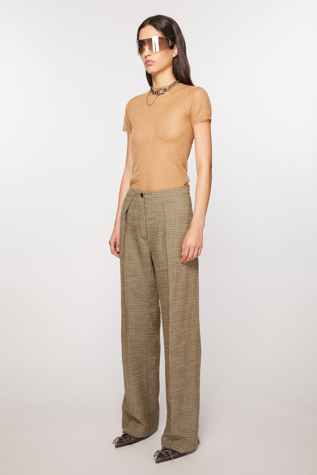 Tailored Linen Blend Trousers - Multi Brown